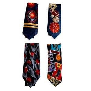 Vintage Sports Themed Silk Neckties Set of 4 Basketball Tie